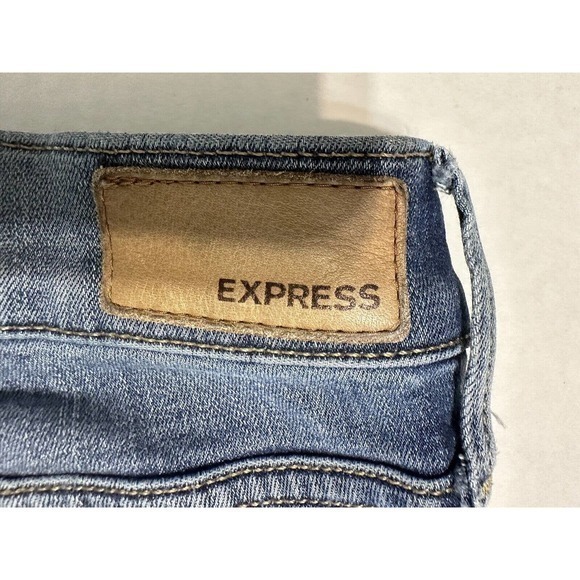 Express Pants‎ Womens 2R Blue Denim Jeans Ankle Mid Rise Distressed Ladies - Picture 10 of 10